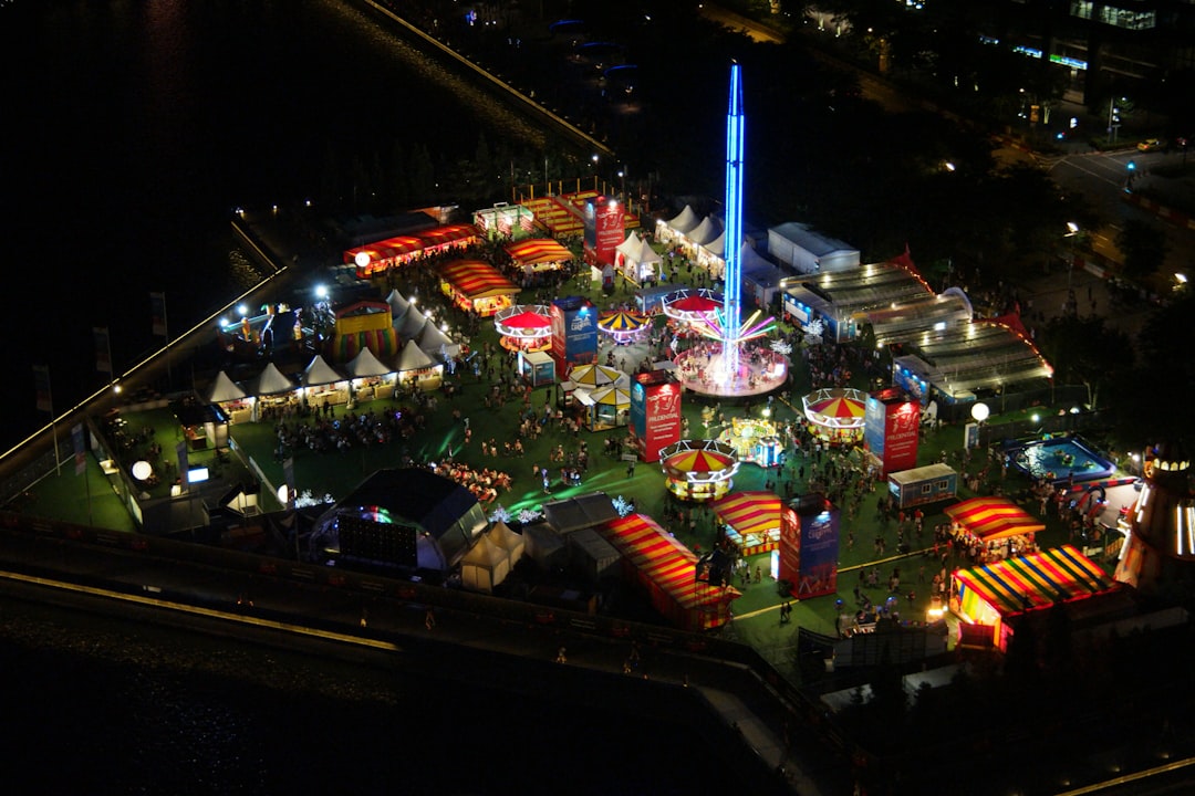 indoor vs outdoor theme parks - aerial photography of buildings