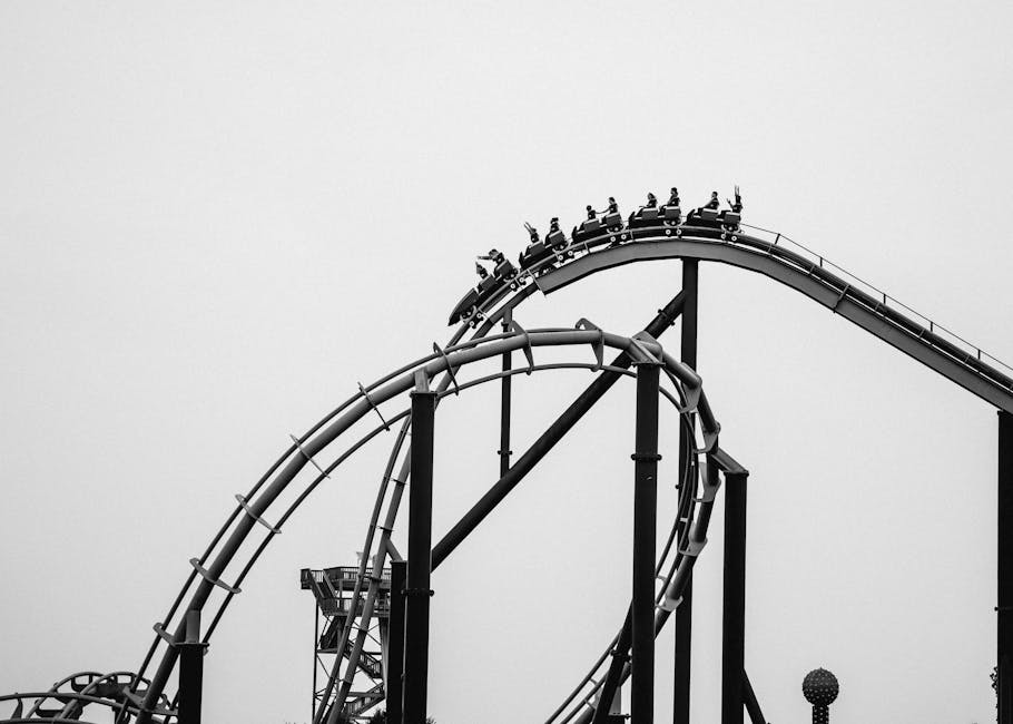 knotts berry farm coasters - Black and white image of a thrilling roller coaster ride, capturing excitement and adventure.