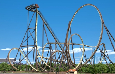 Tormenta Rampaging Run coaster layout at Six Flags Over Texas