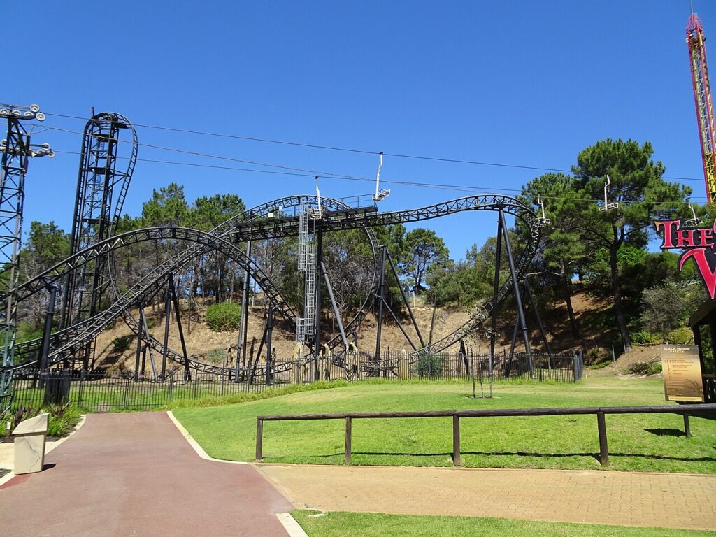 Abyss roller coaster at Adventure World in Perth, Western Australia
