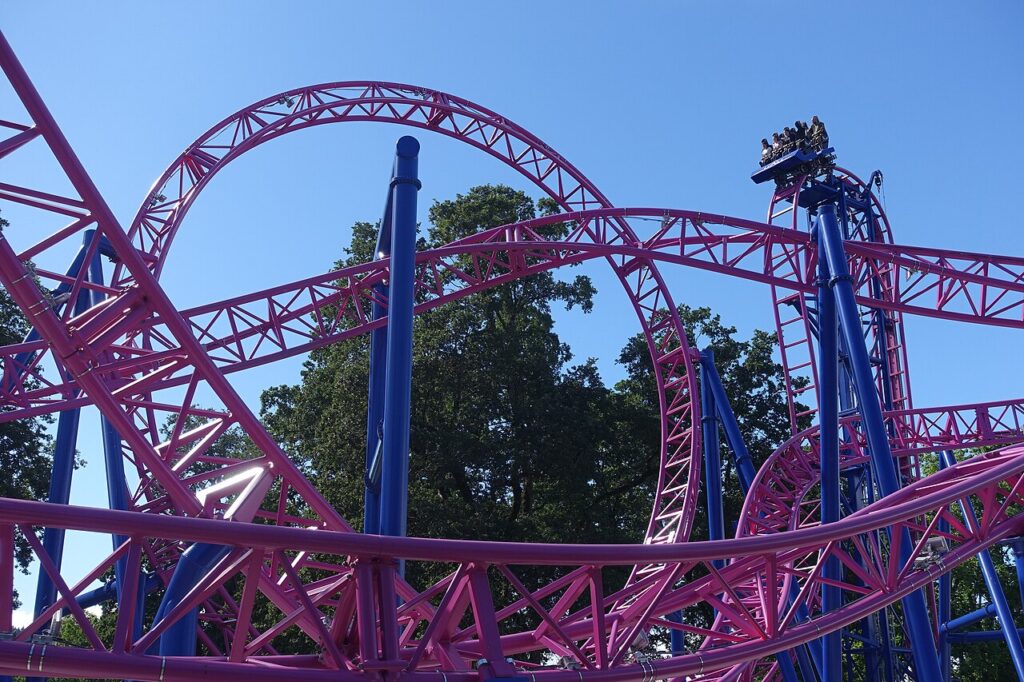 Adrenaline Peak roller coaster at Oaks Amusement Park in Portland, Oregon