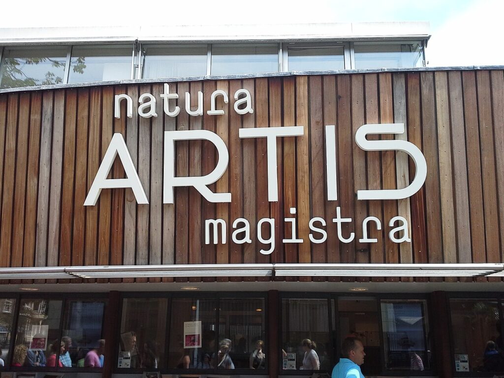 Natura Artis Magistra entrance sign at Artis zoo in Amsterdam