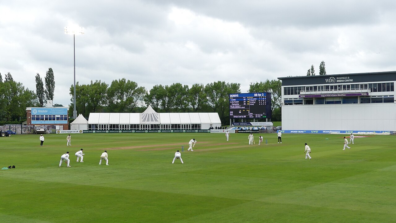 The County Ground in Derby seen from the members' pavilion