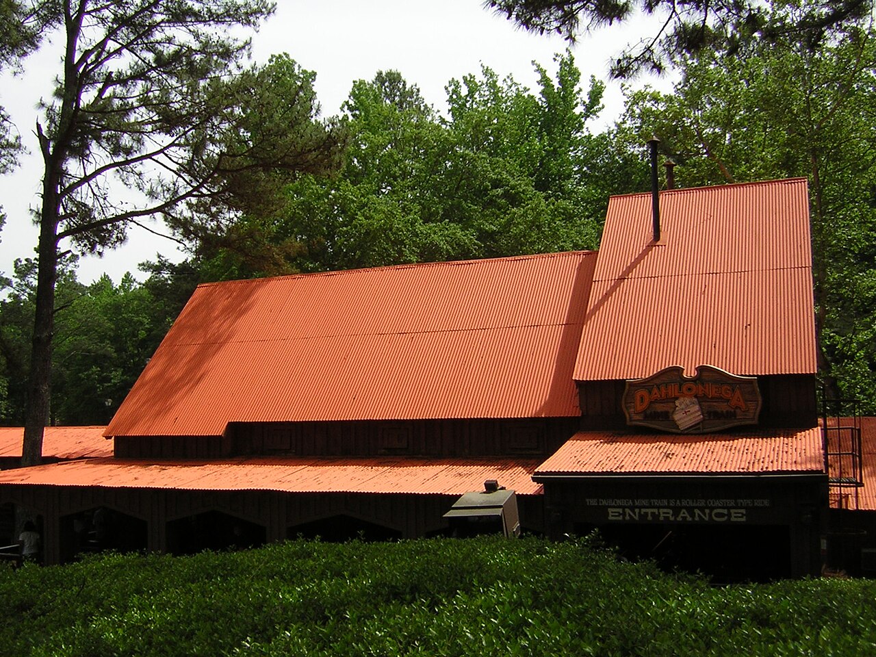 Dahlonega Mine Train entrance building at Six Flags Over Georgia