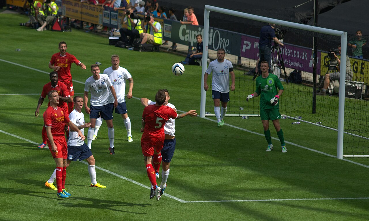 Match action at Deepdale between Preston North End and Liverpool