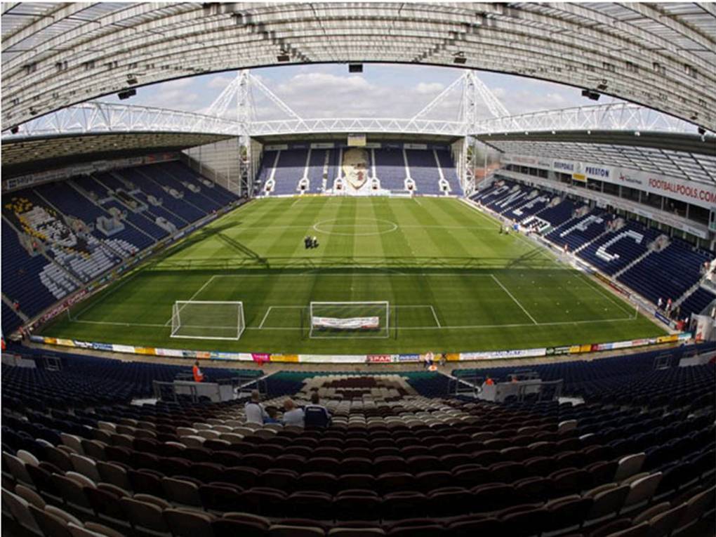 Deepdale Stadium, home of Preston North End, seen from inside