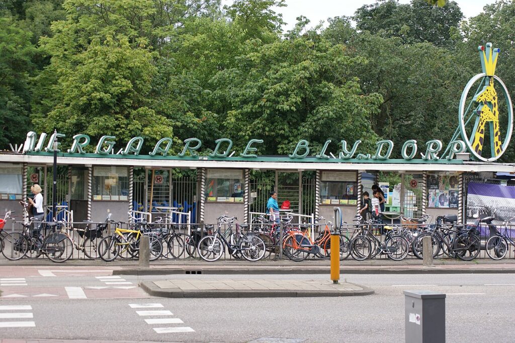 Entrance of Diergaarde Blijdorp in Rotterdam with its neon sign