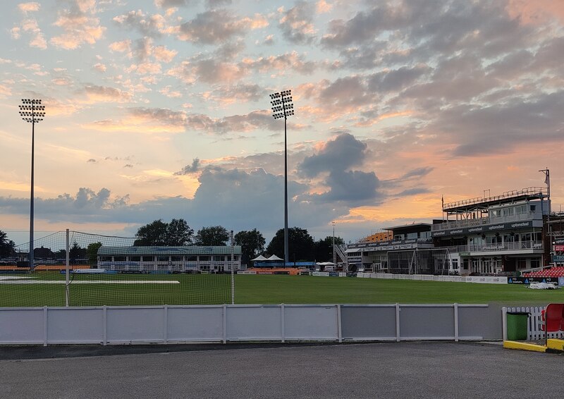 Sunset over the Grace Road county cricket ground in Leicester