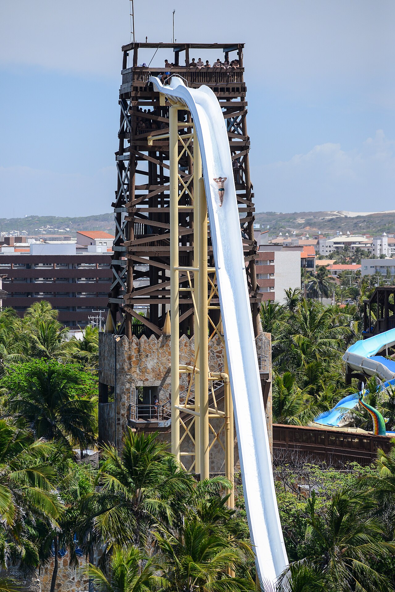 A rider descends the 41-metre Insano speed slide at Beach Park