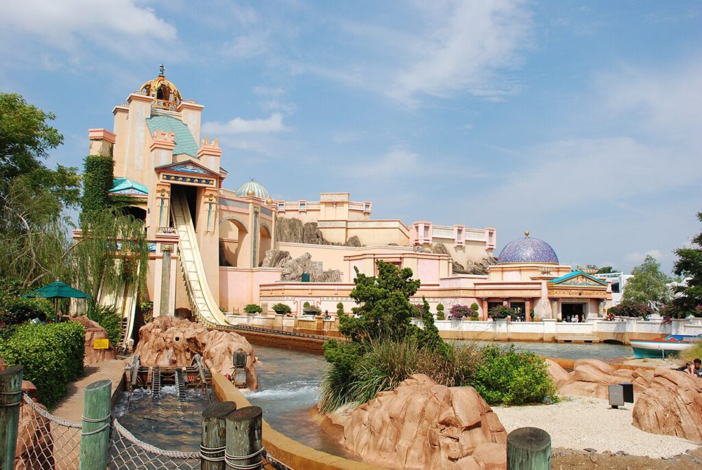 Journey to Atlantis water coaster splashdown at SeaWorld Orlando