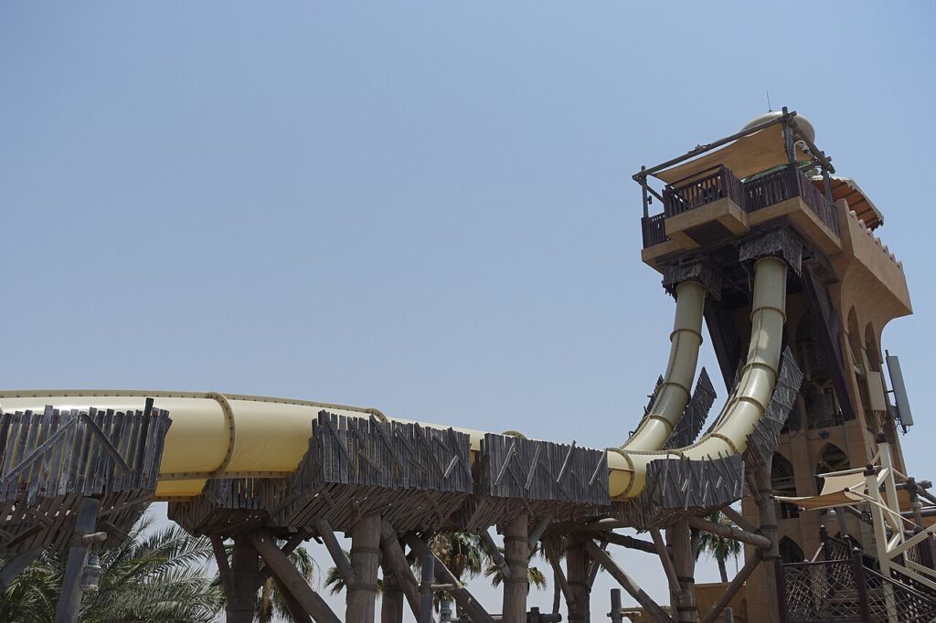 Jumeirah Sceirah launch tower and twin slides at Wild Wadi, Dubai