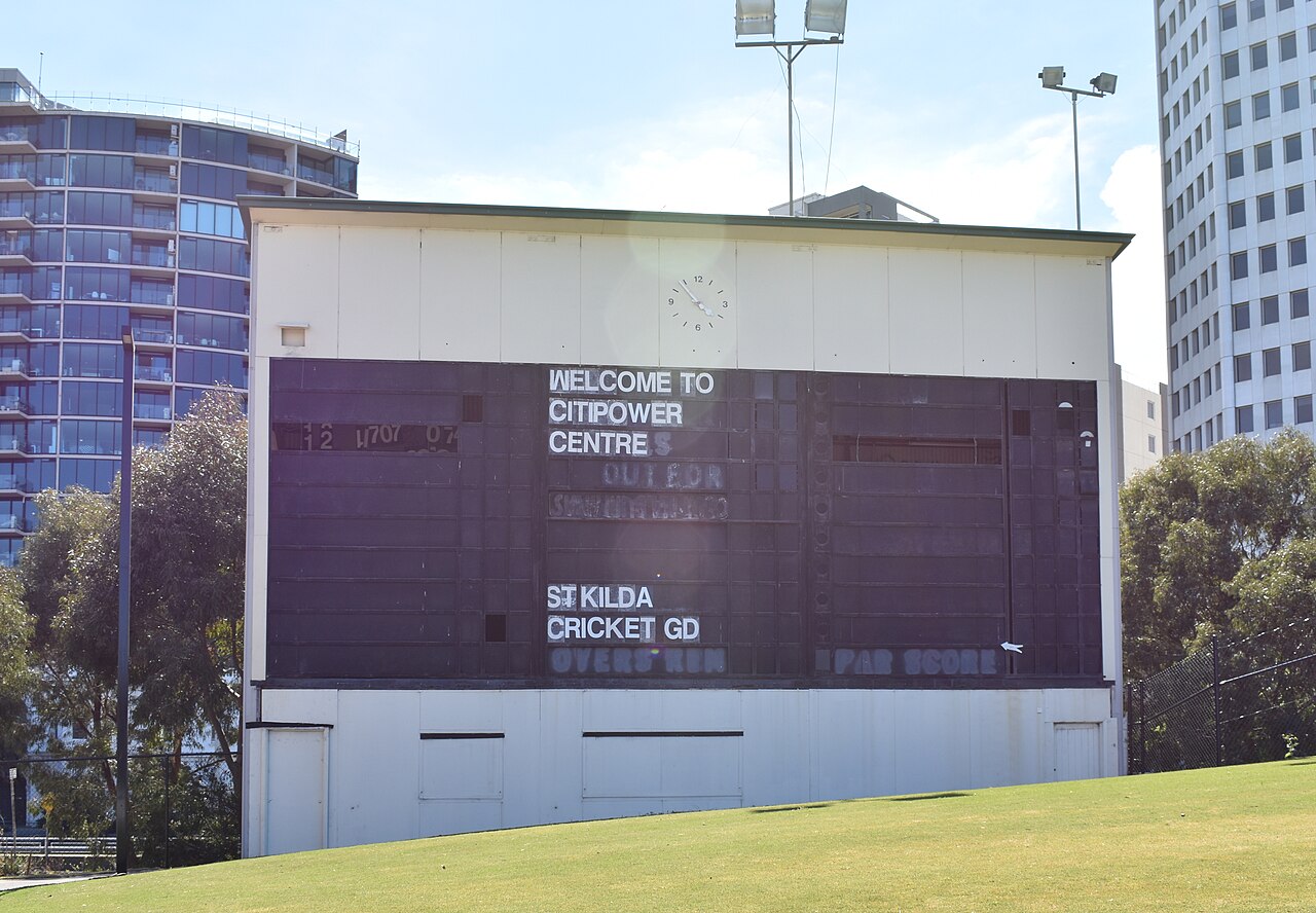 The old manual scoreboard at Junction Oval