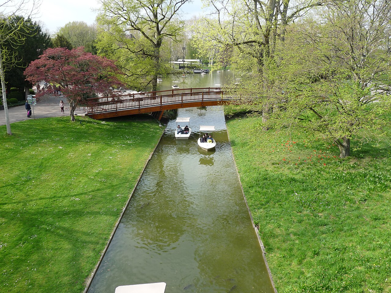 Gondoletta boats on the lake at Karlsruhe Zoo