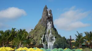 The Krakatau volcano at Universal Volcano Bay, home of the Ko'okiri Body Plunge