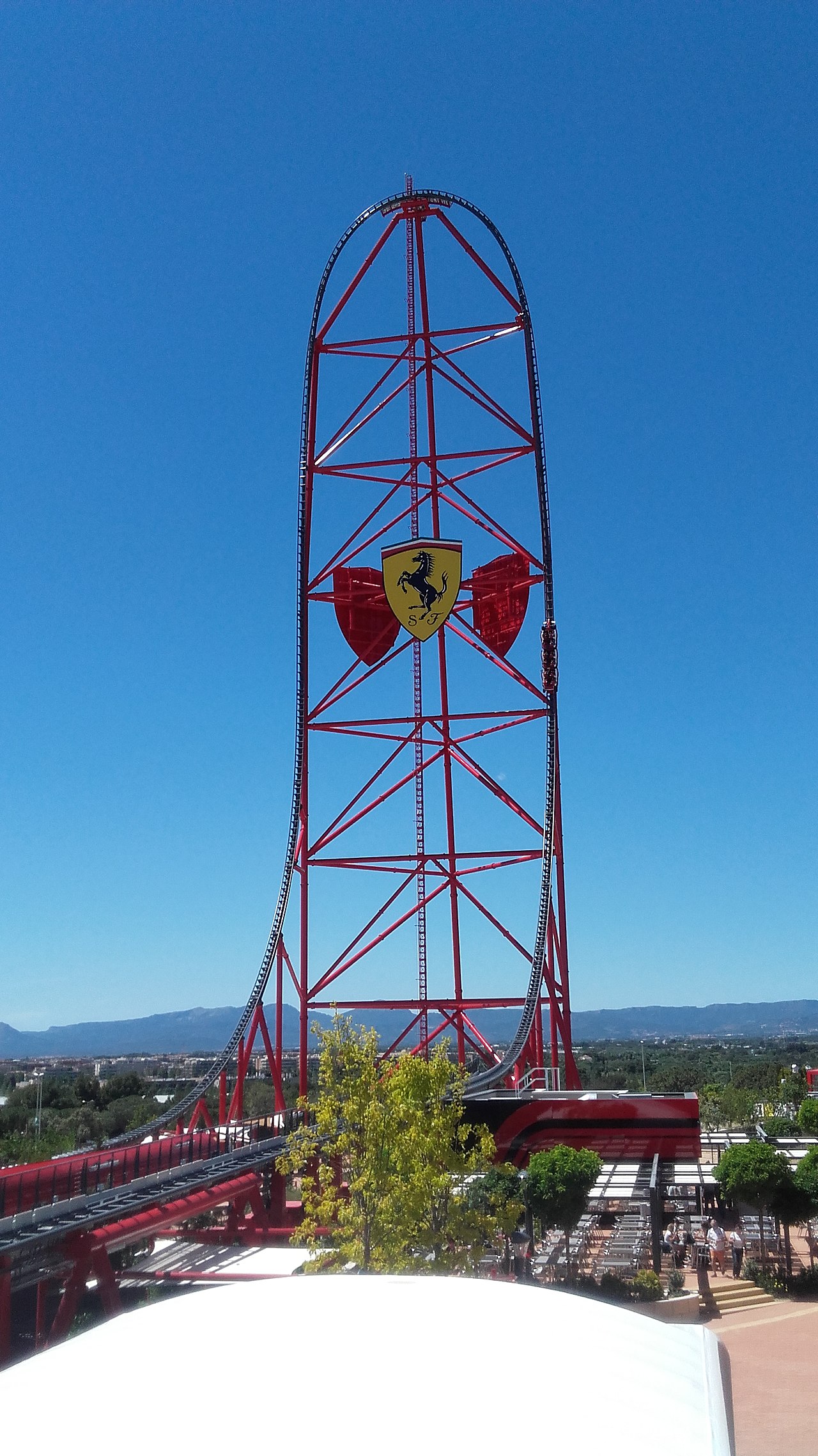 Red Force's 112-meter vertical tower at Ferrari Land, PortAventura World