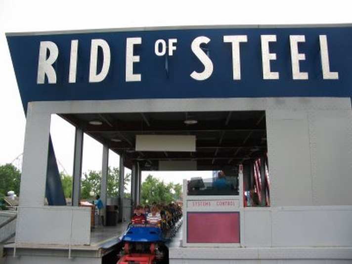 Ride of Steel roller coaster at Six Flags Darien Lake