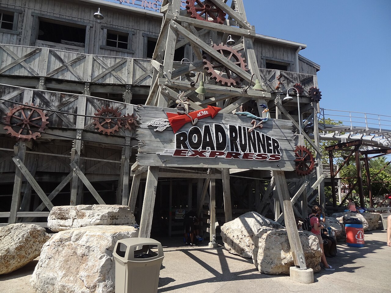 Road Runner Express entrance sign at Six Flags Fiesta Texas