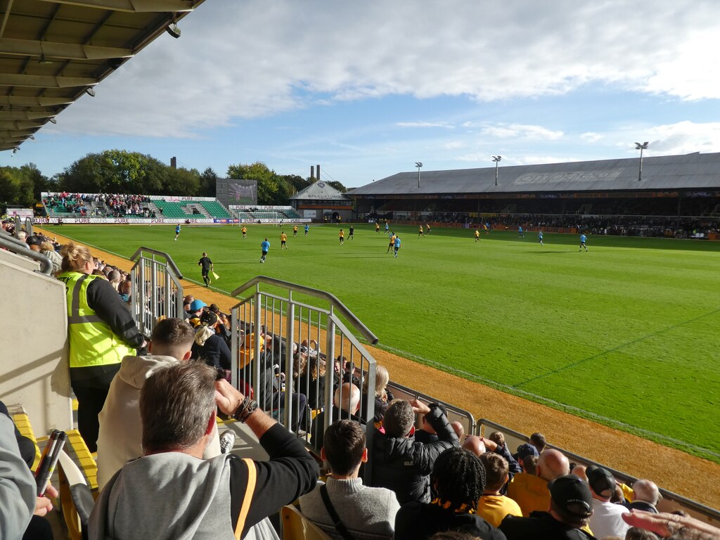 Newport County playing a League Two match at Rodney Parade