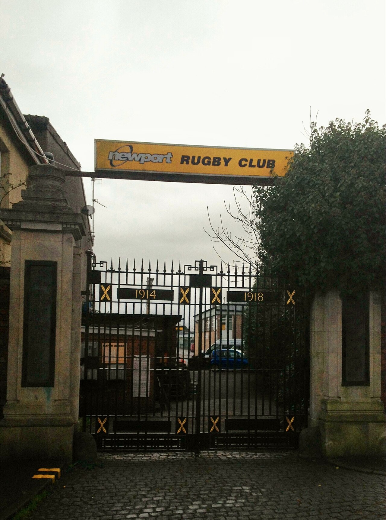 The Grade II listed First World War memorial gates at Rodney Parade