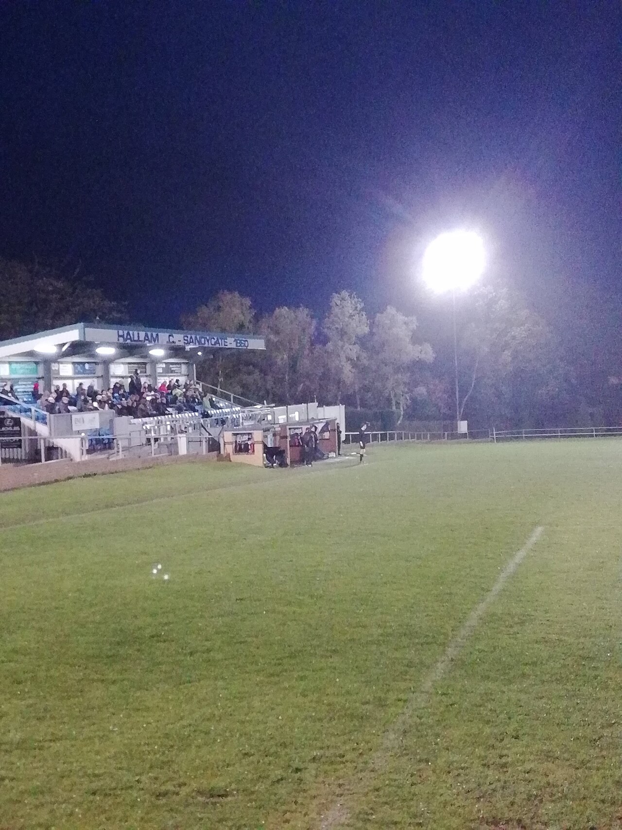 Floodlit night match at Sandygate Road, Hallam FC