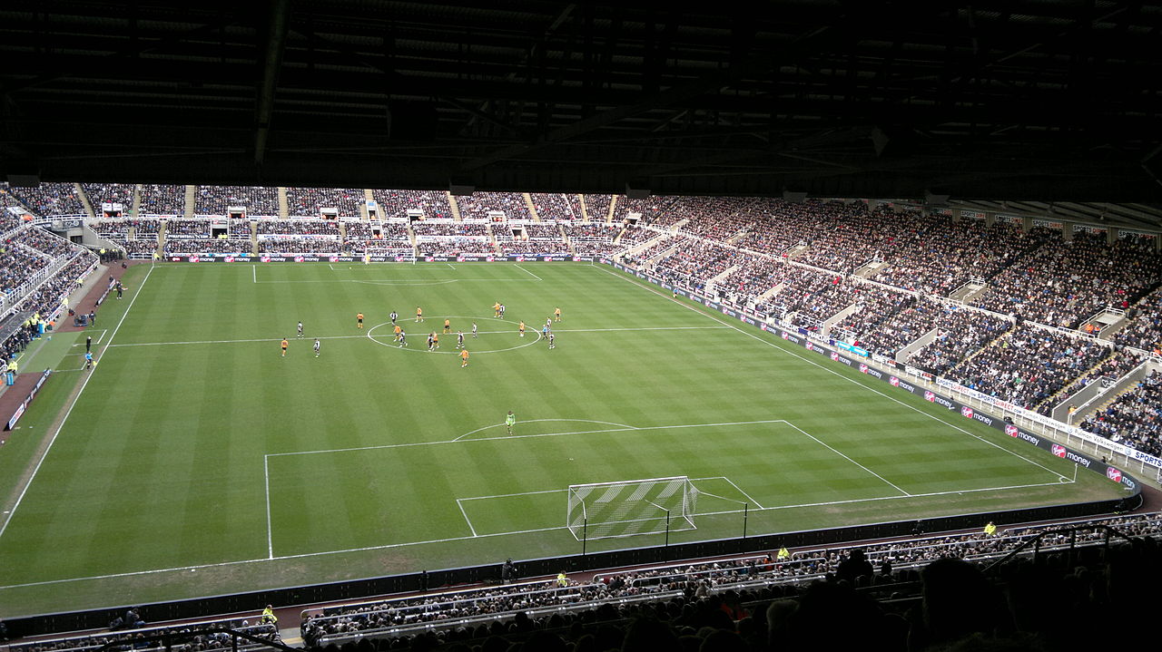Newcastle United in action at St James Park in a Premier League match