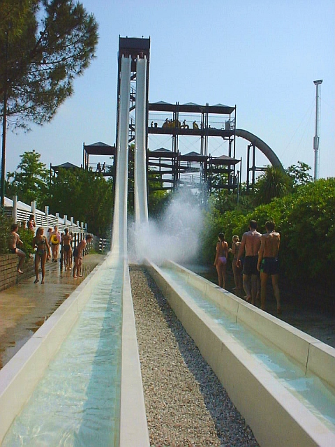 The twin Stukas speed slides at Caneva Aquapark, Lake Garda