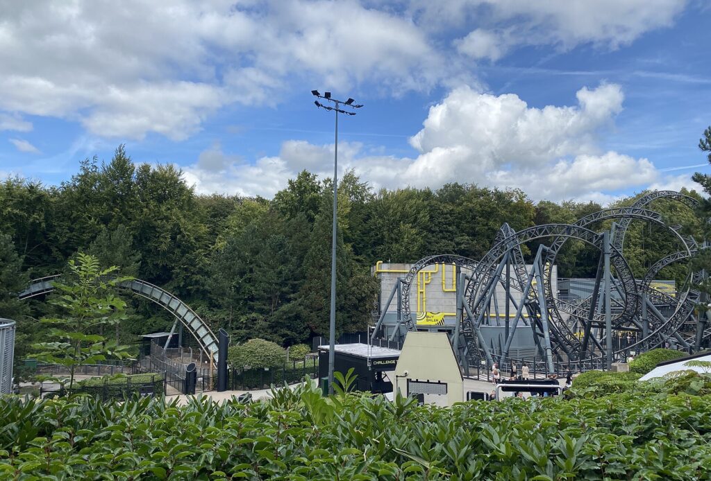 The Smiler roller coaster's tangled loops at Alton Towers