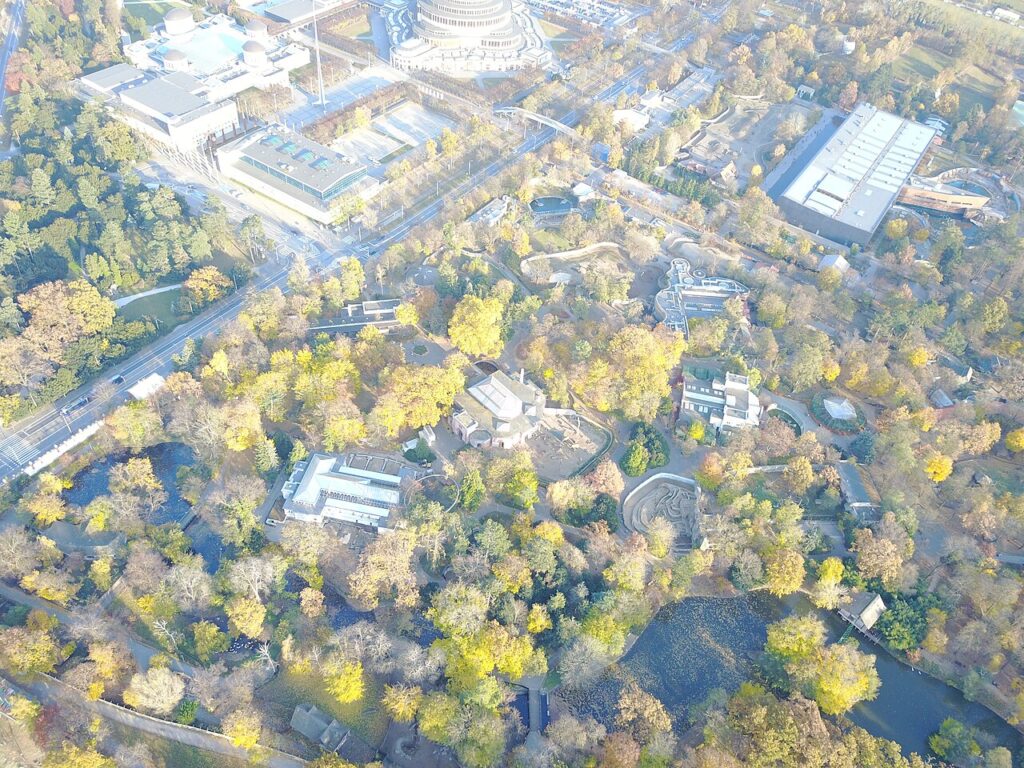 Aerial view of Wrocław Zoo in Poland