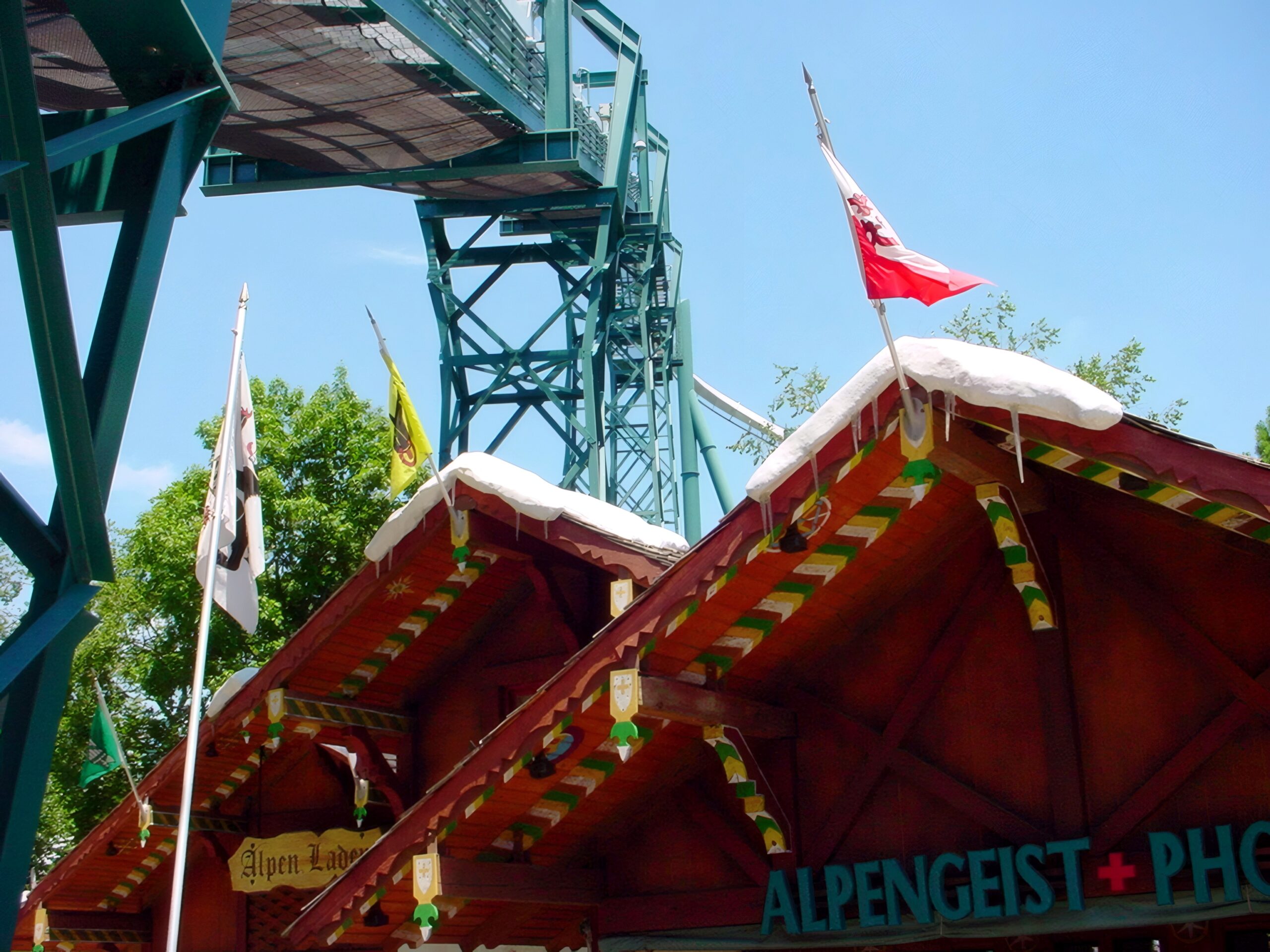 The Alpengeist photo shop sign on the ski lodge, July 2001