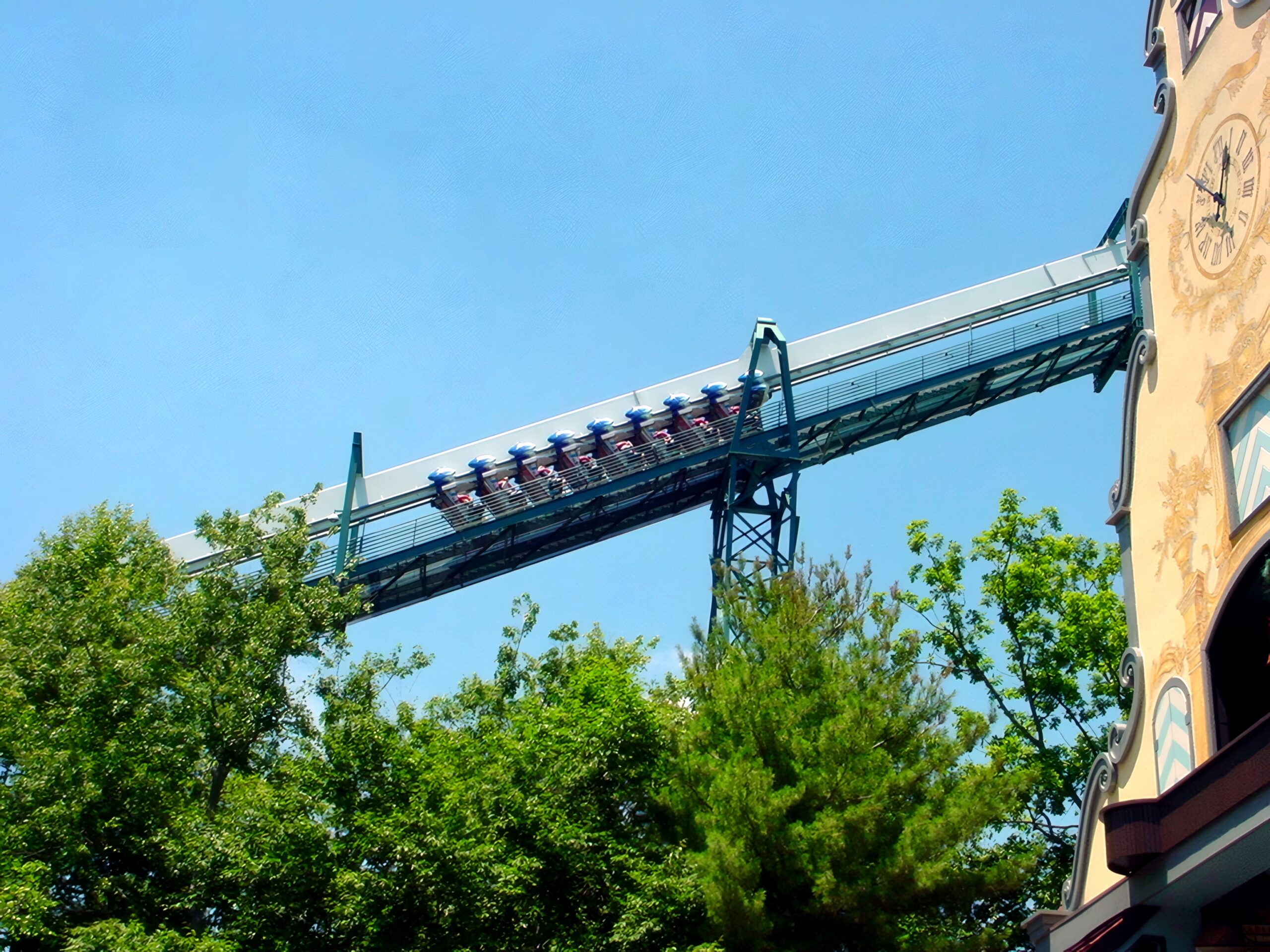 An Alpengeist train climbing the lift hill, July 2001