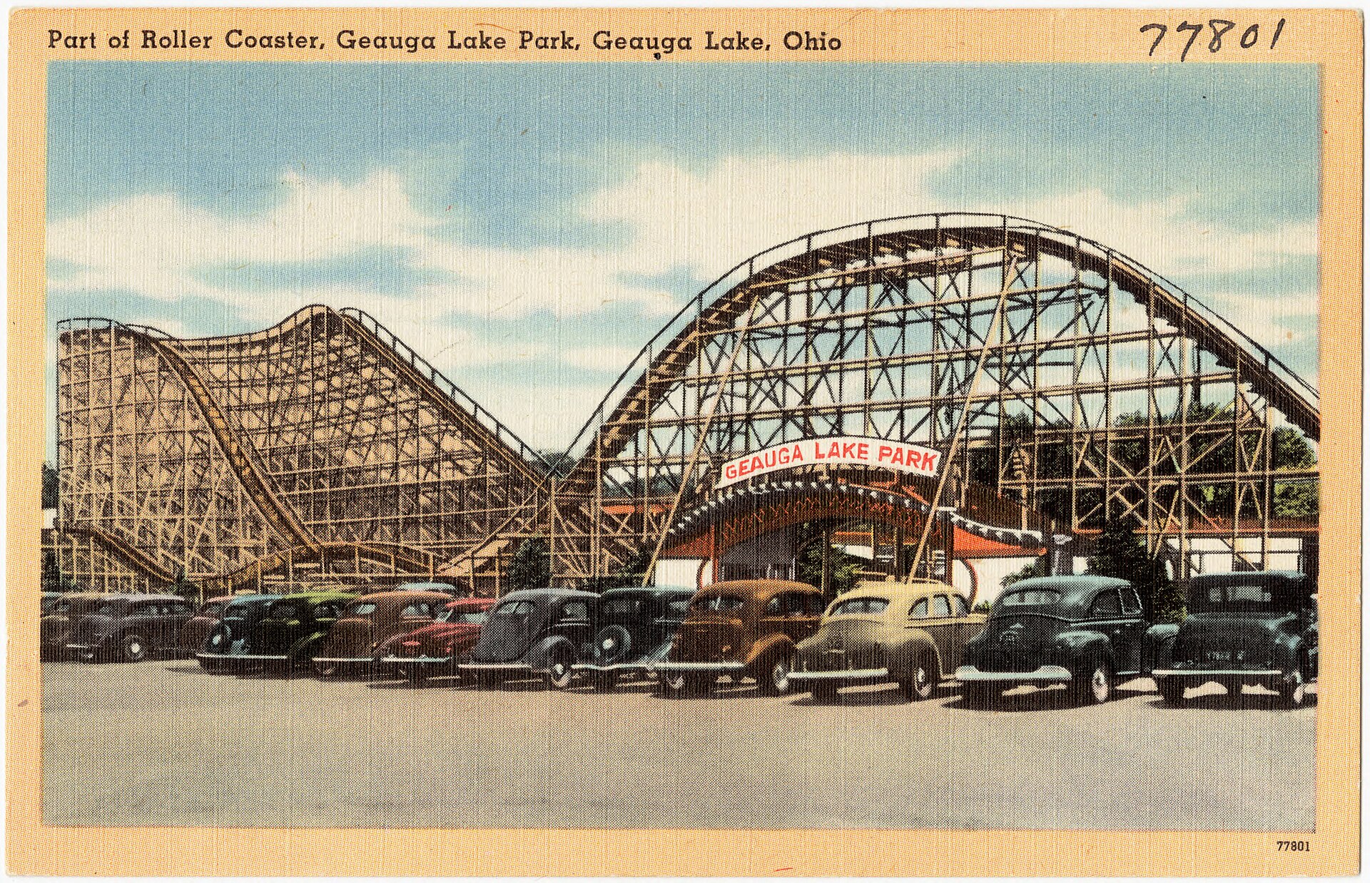 Big Dipper at Geauga Lake, vintage postcard view