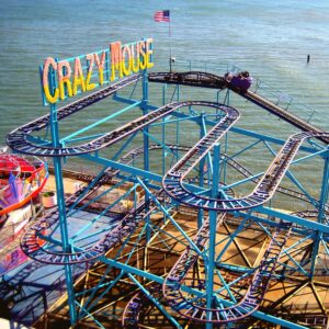 Crazy Mouse over the ocean at Steel Pier, Atlantic City, July 2007