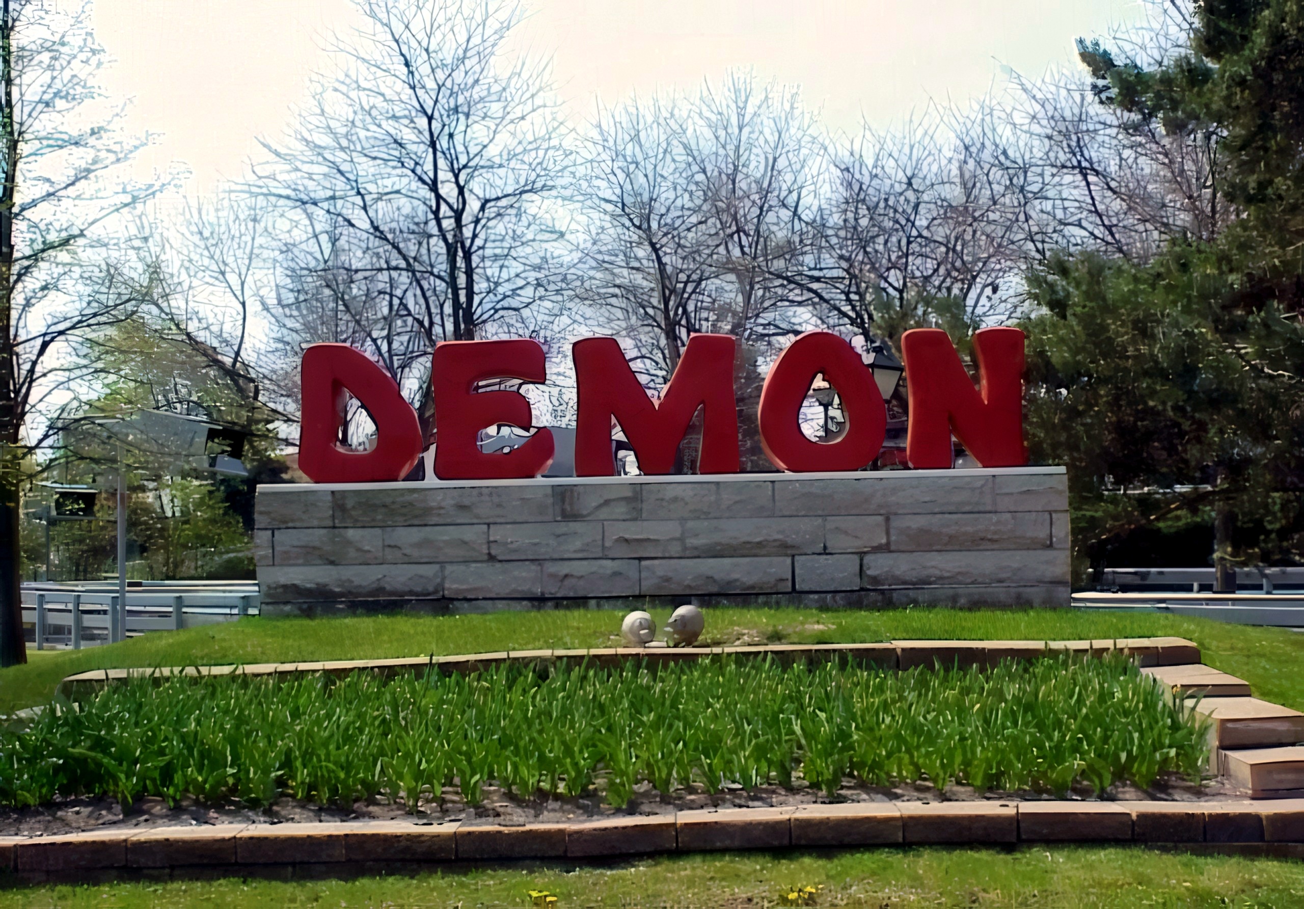 The Demon entrance sign at Six Flags Great America, 2000