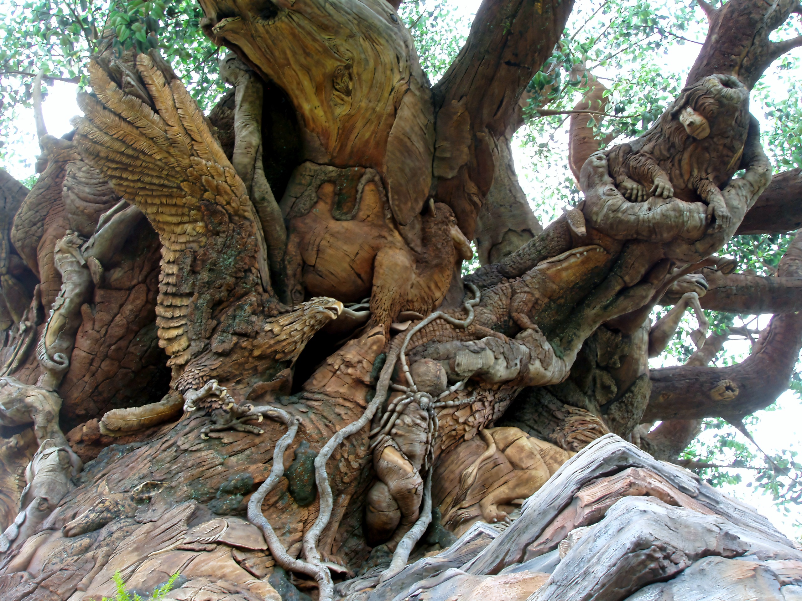 Close-up of carved animal bark on the Tree of Life, Disney's Animal Kingdom, June 2006