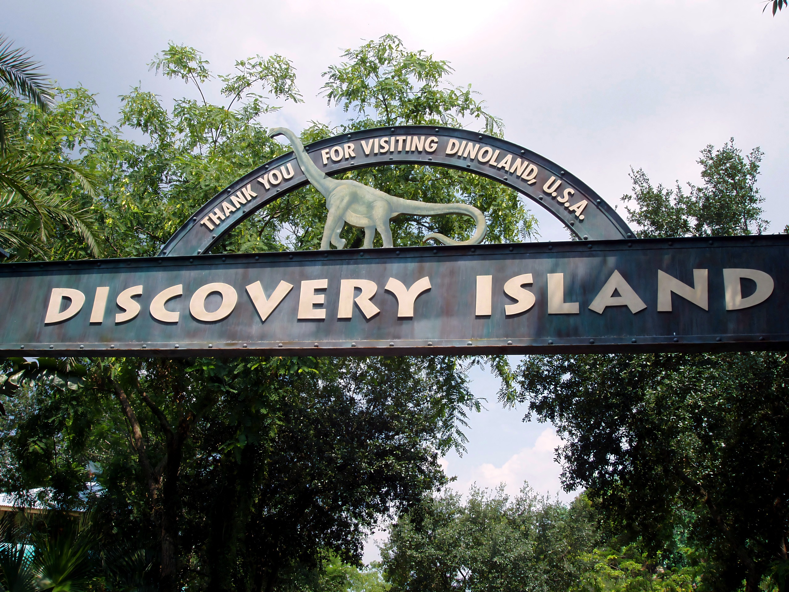 DinoLand U.S.A. and Discovery Island entrance signs, Disney's Animal Kingdom, June 2006
