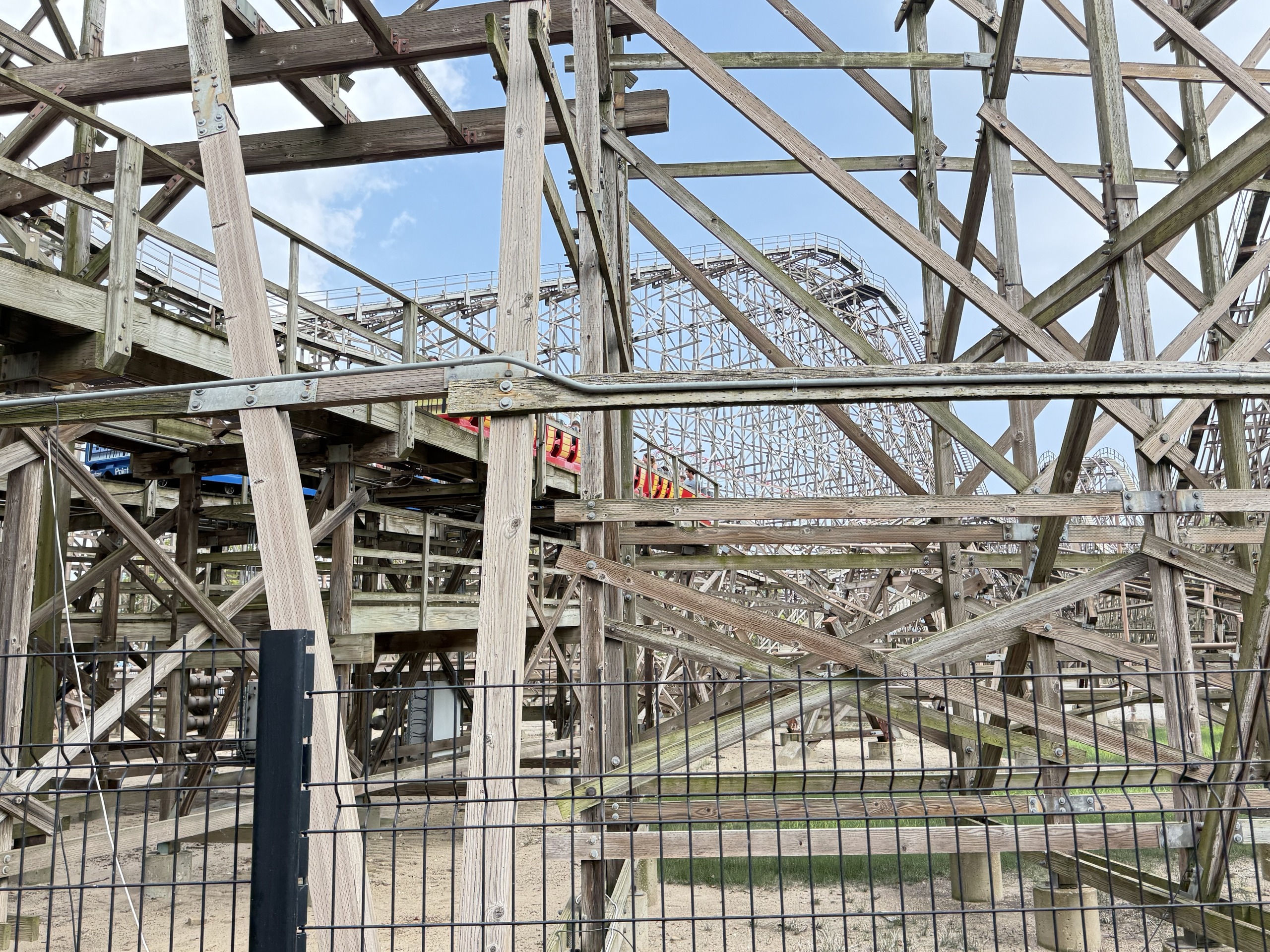 Looking up through Gemini's wooden structure