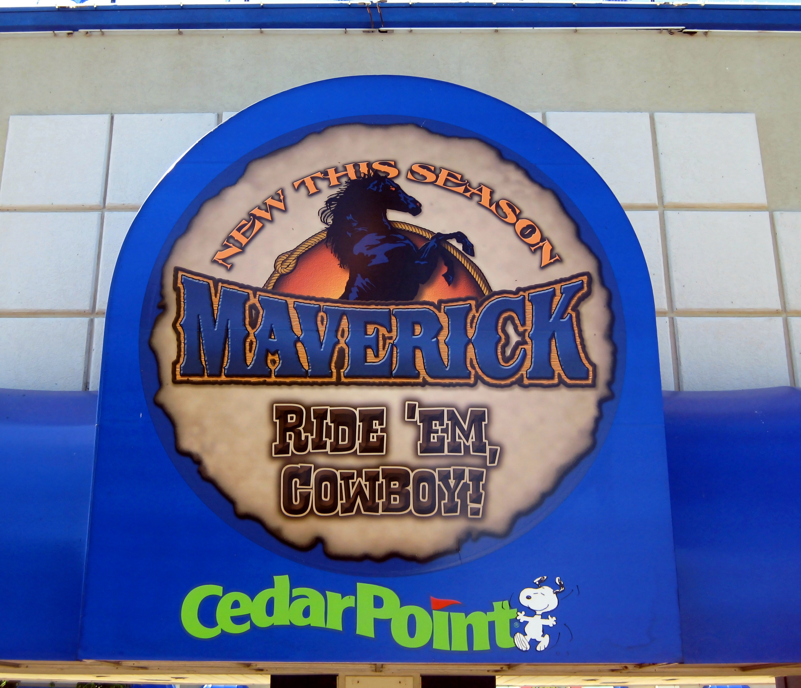 The New This Season Maverick marquee at Cedar Point, June 2007