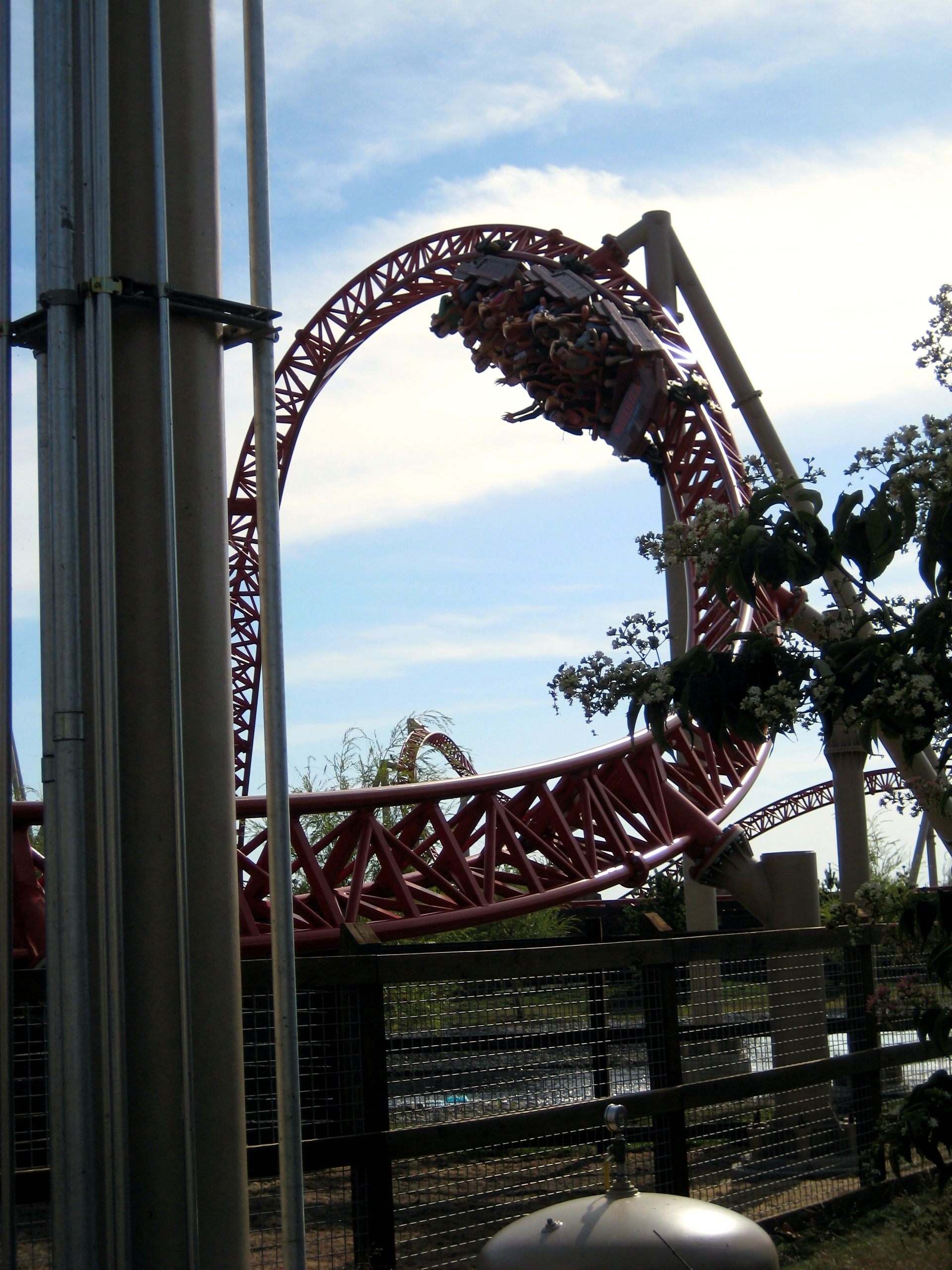 Maverick's twisting turn against a blue sky at Cedar Point, September 2007