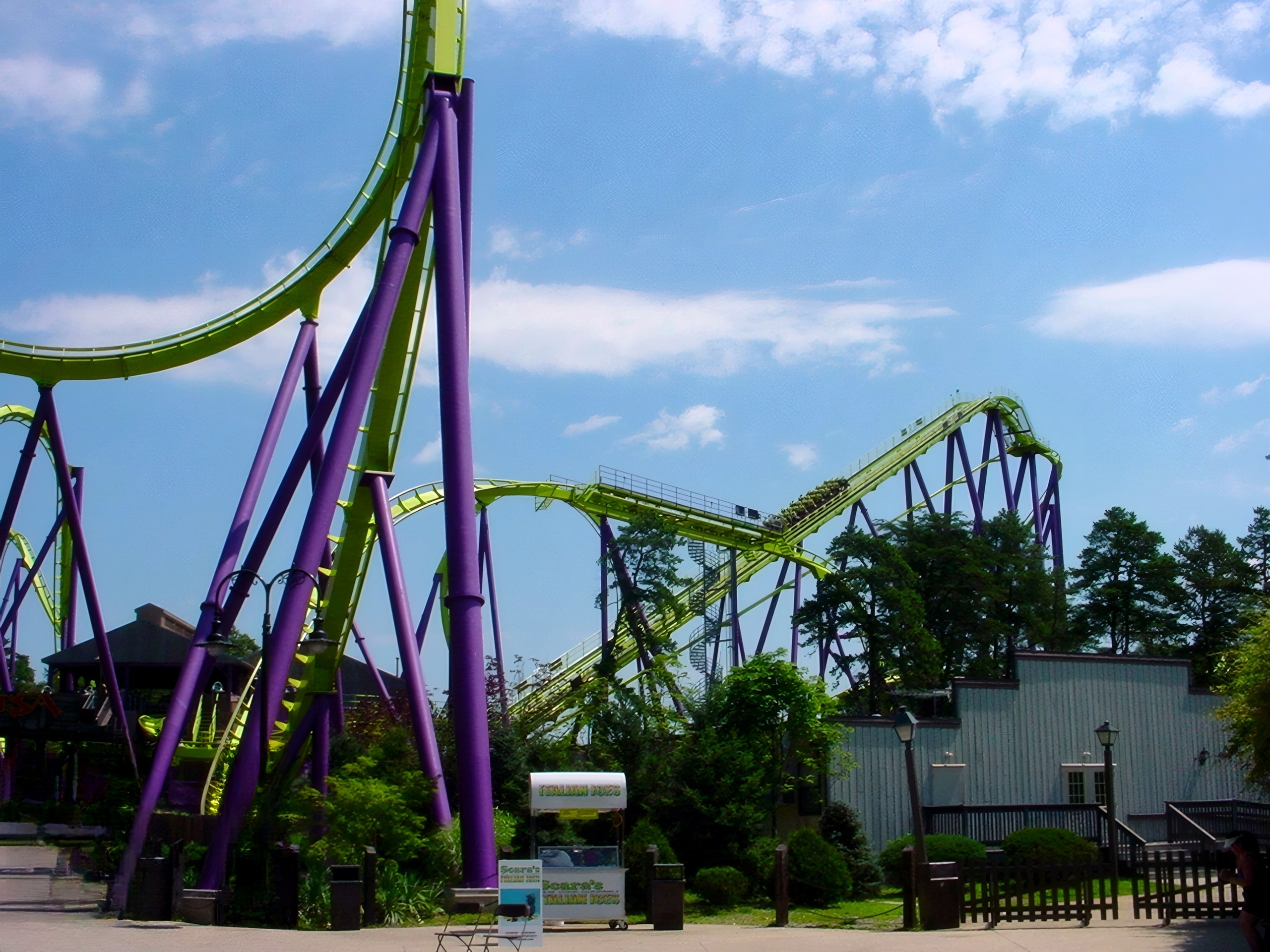 Medusa's supports and track from the plaza at Six Flags Great Adventure, July 2001