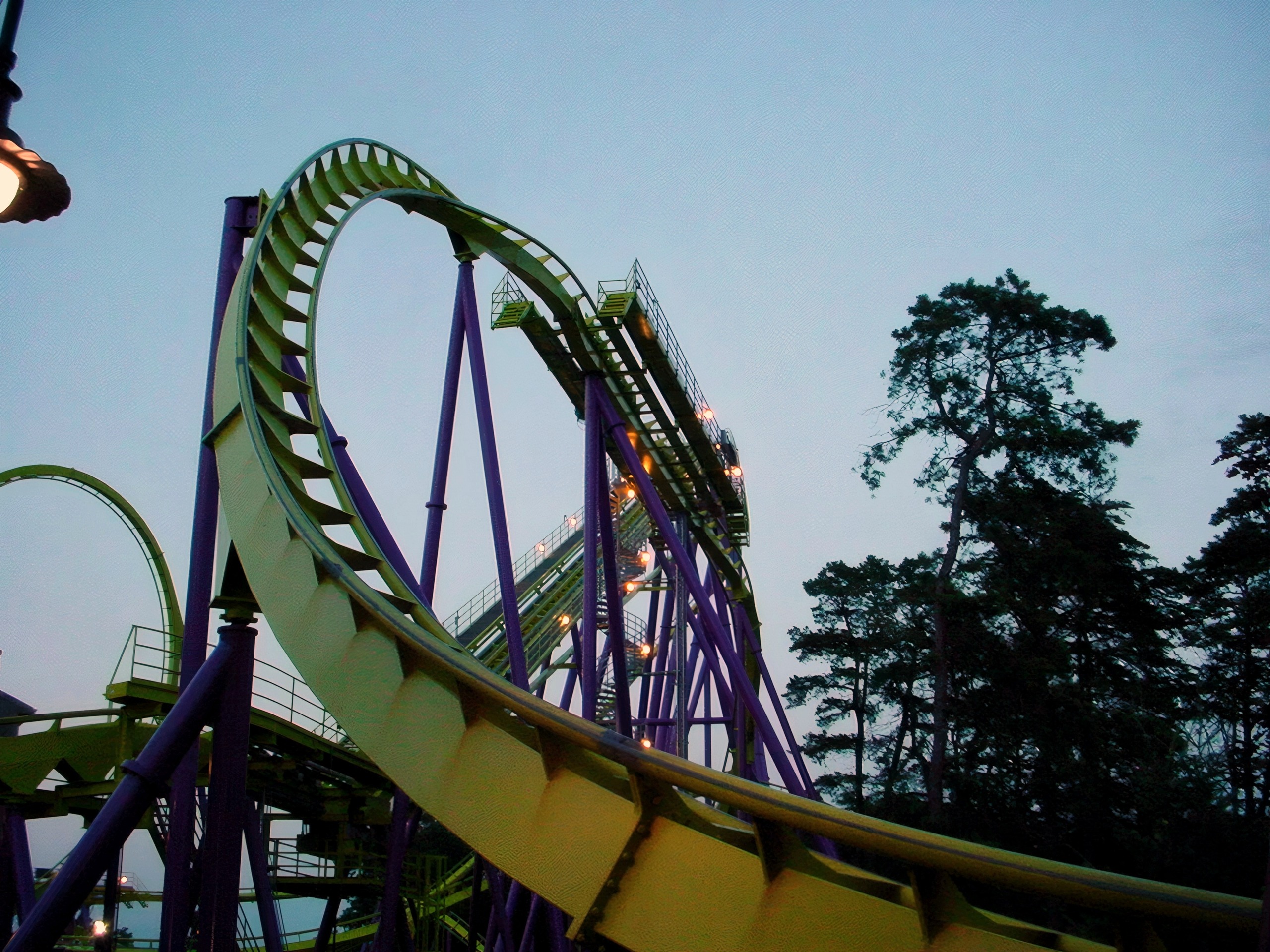 Medusa's track twisting overhead at Six Flags Great Adventure, July 2001