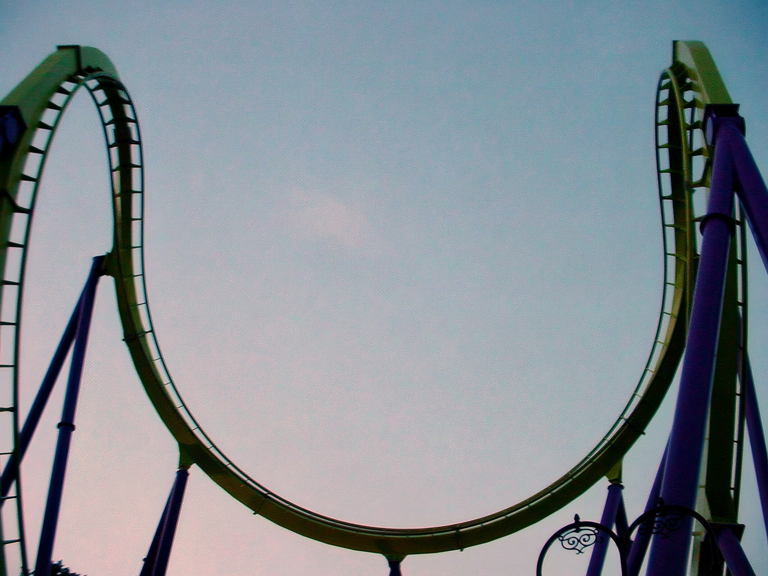 The Medusa vertical loop against the sky at Six Flags Great Adventure, July 2001