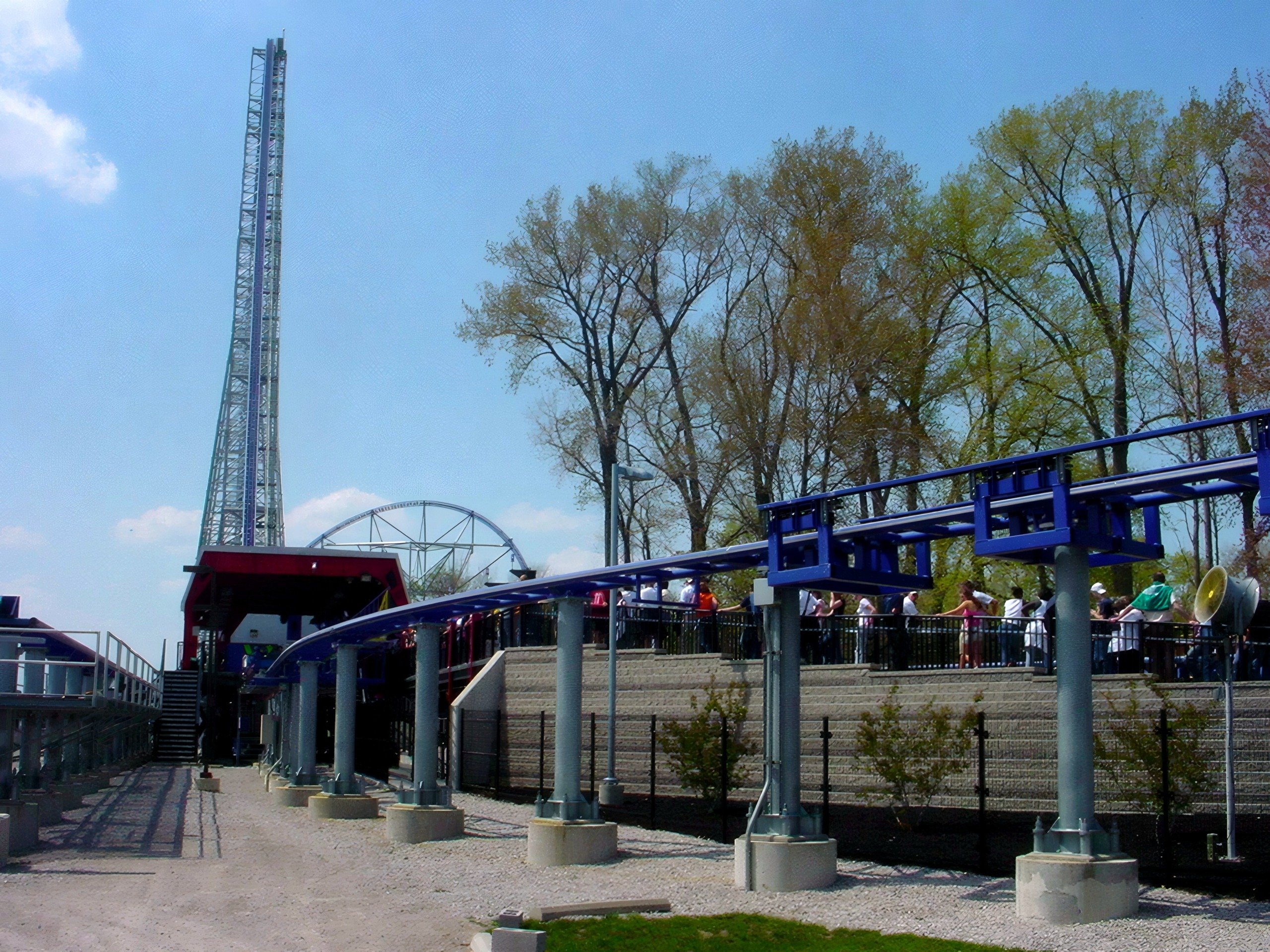 Riders boarding Millennium Force station platform, Millennium Force, May 2002