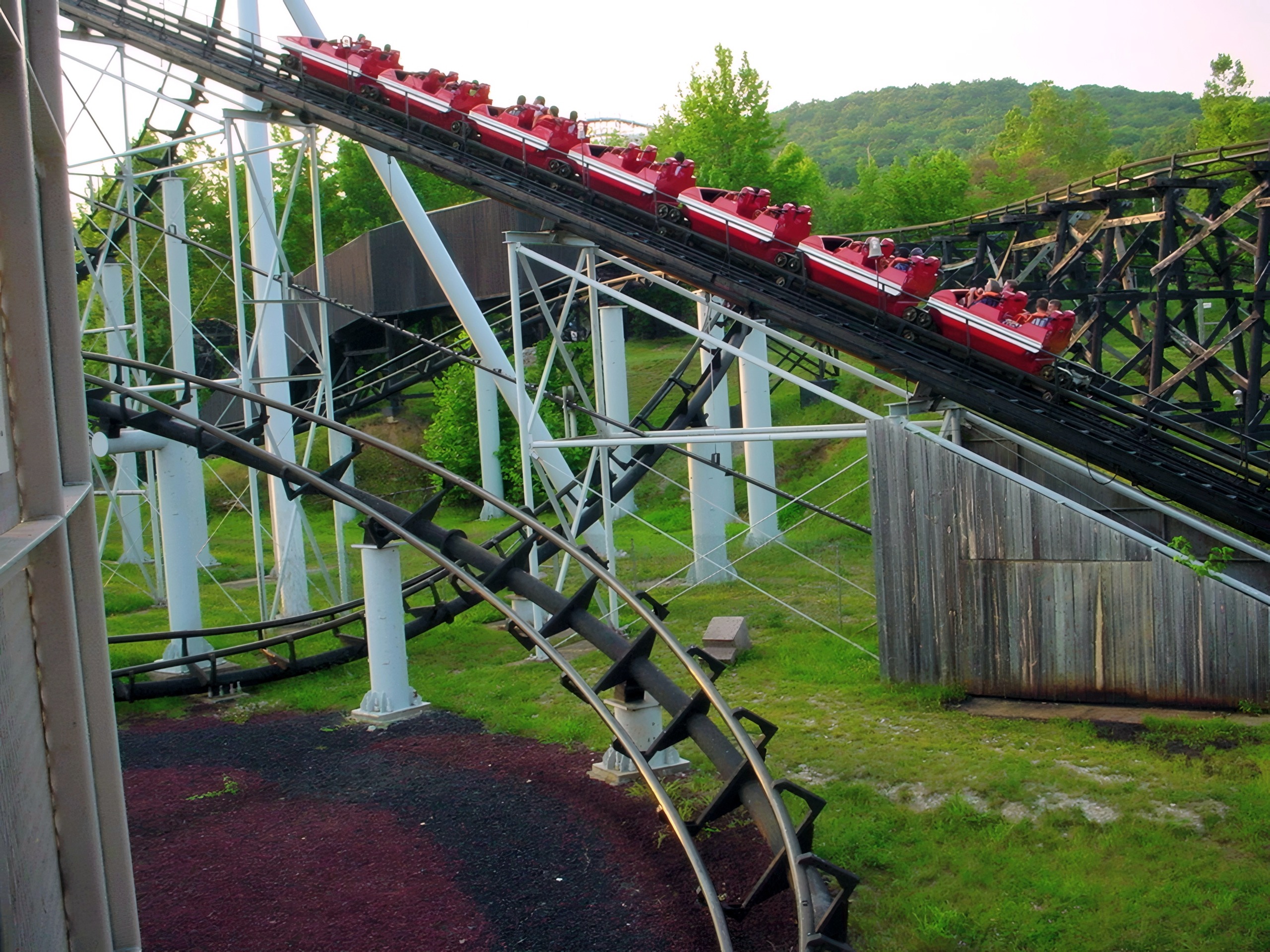 The track and supports on the hillside, Ninja, June 2002