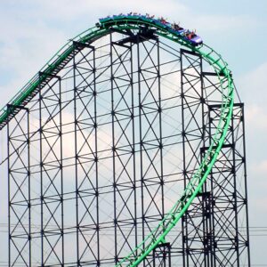 Phantom's Revenge lift hill up close at Kennywood