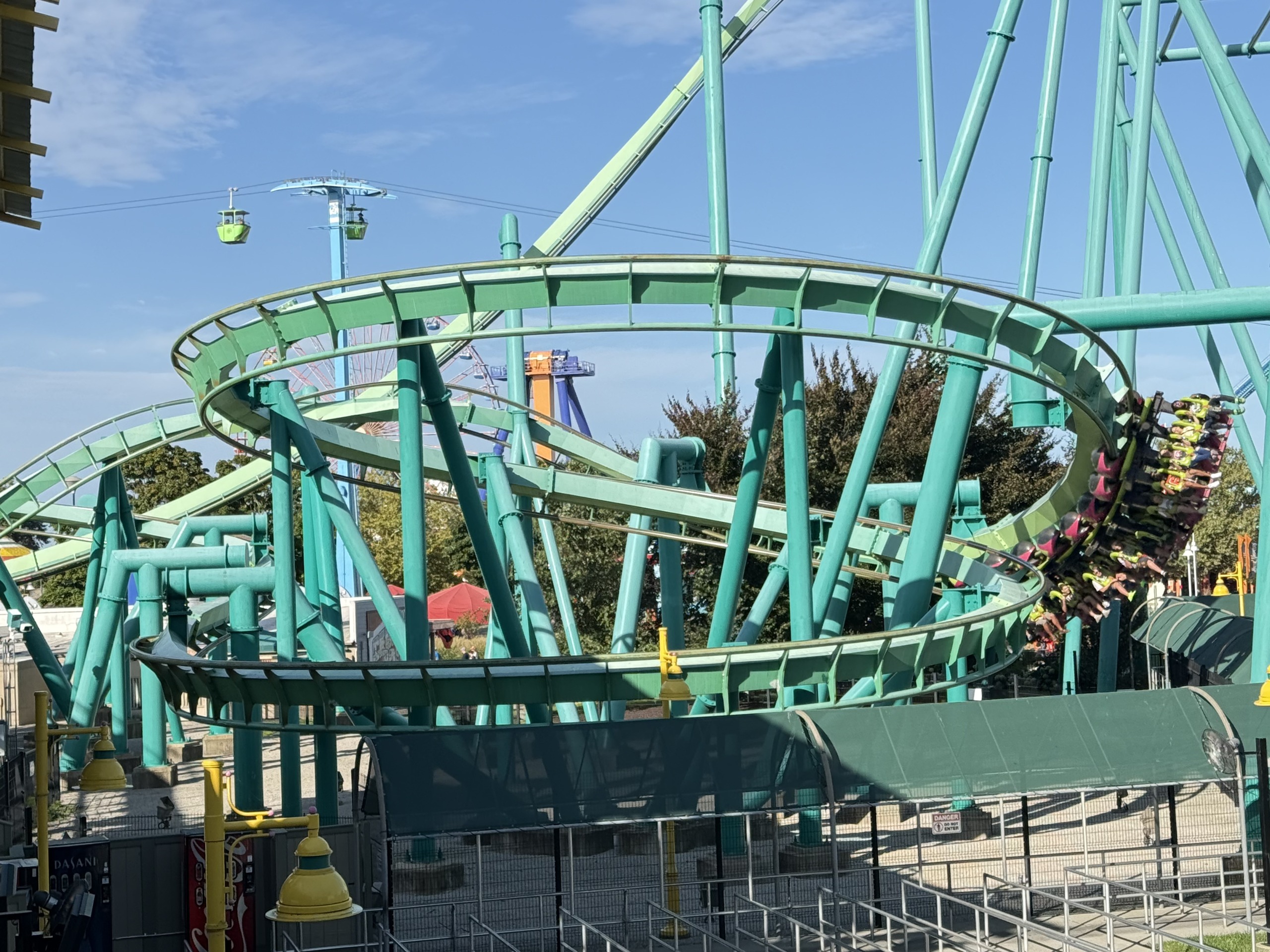 A Raptor train banking through the helix