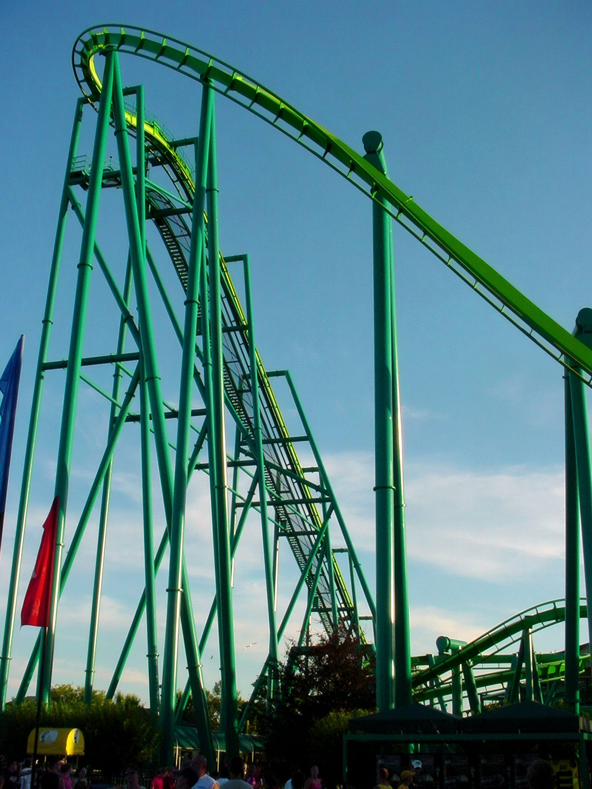 Raptor's drop in evening light at Cedar Point, July 2003