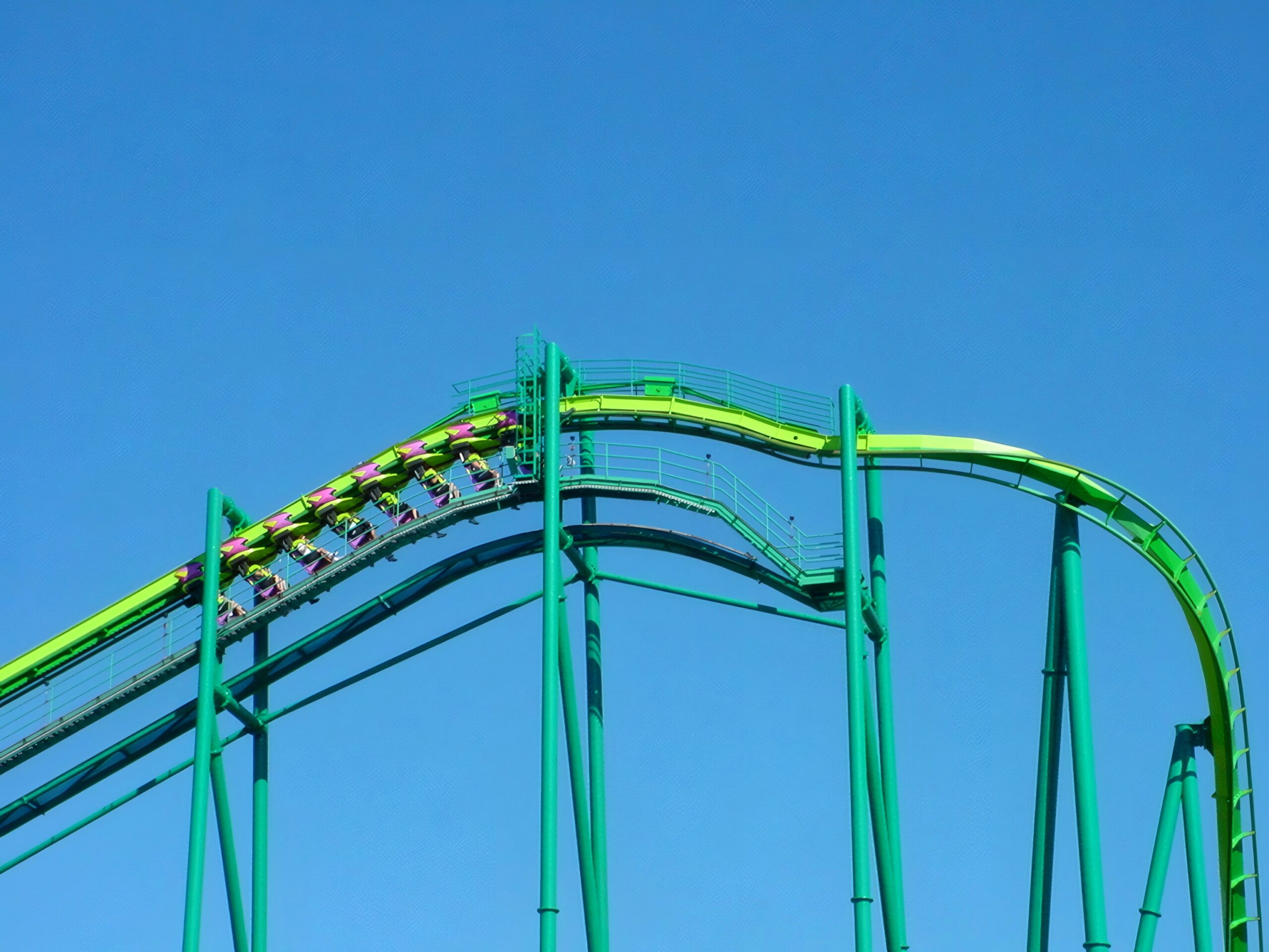 A Raptor train cresting the 137-foot lift hill at Cedar Point, July 2003