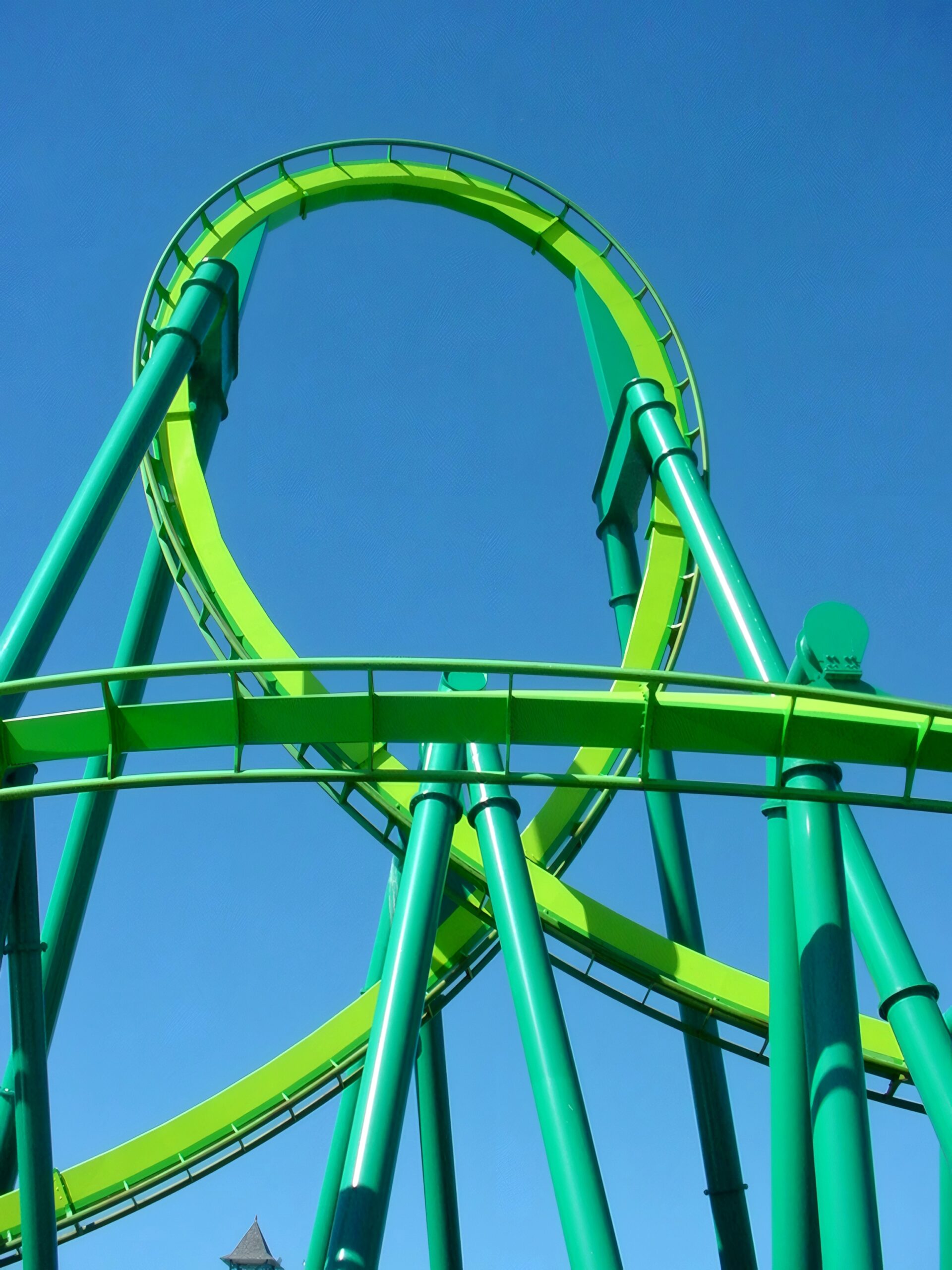 Raptor's vertical loop against a clear sky at Cedar Point, July 2003