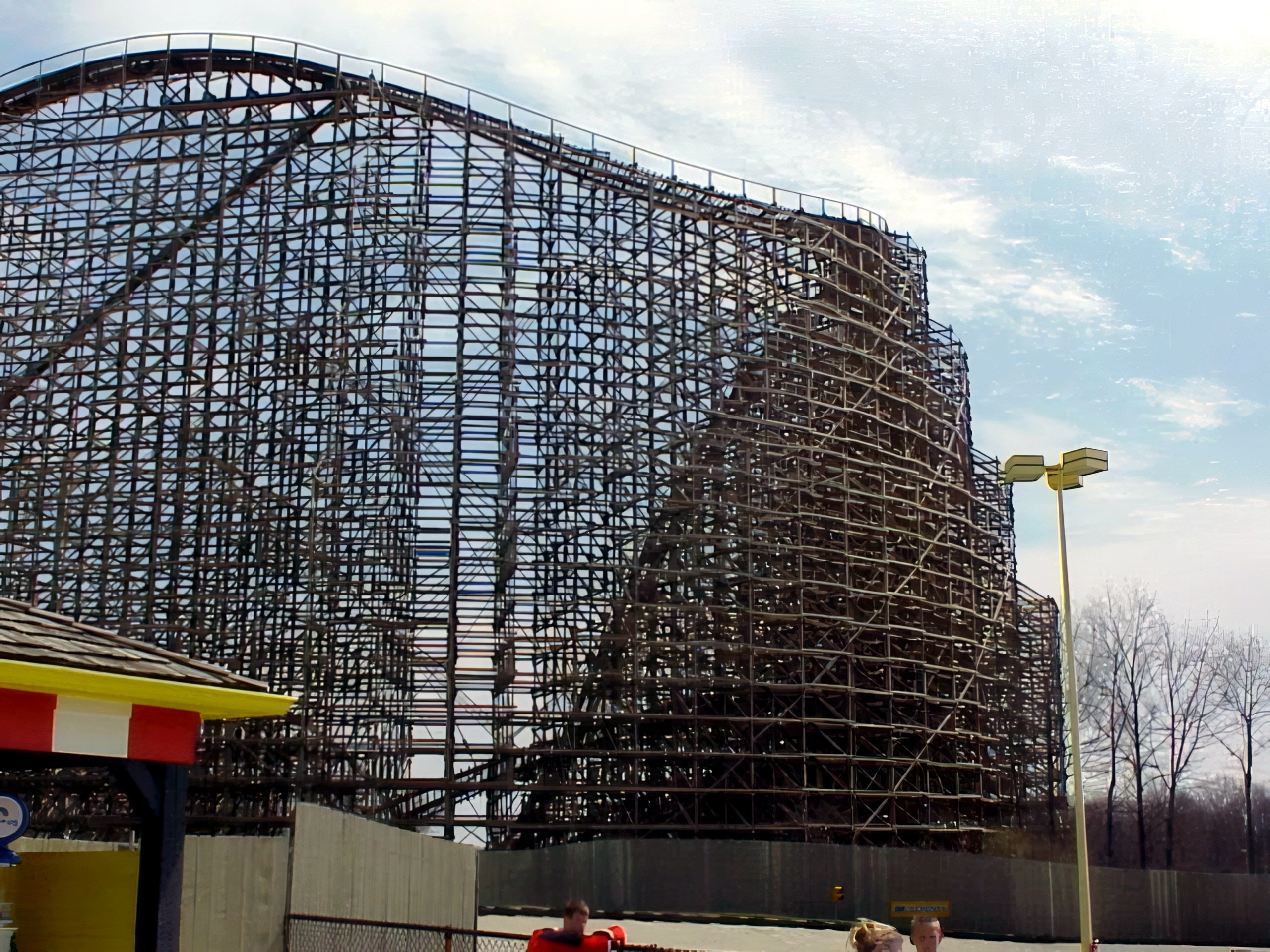 Son of Beast's lift hill and structure at Kings Island, April 2001