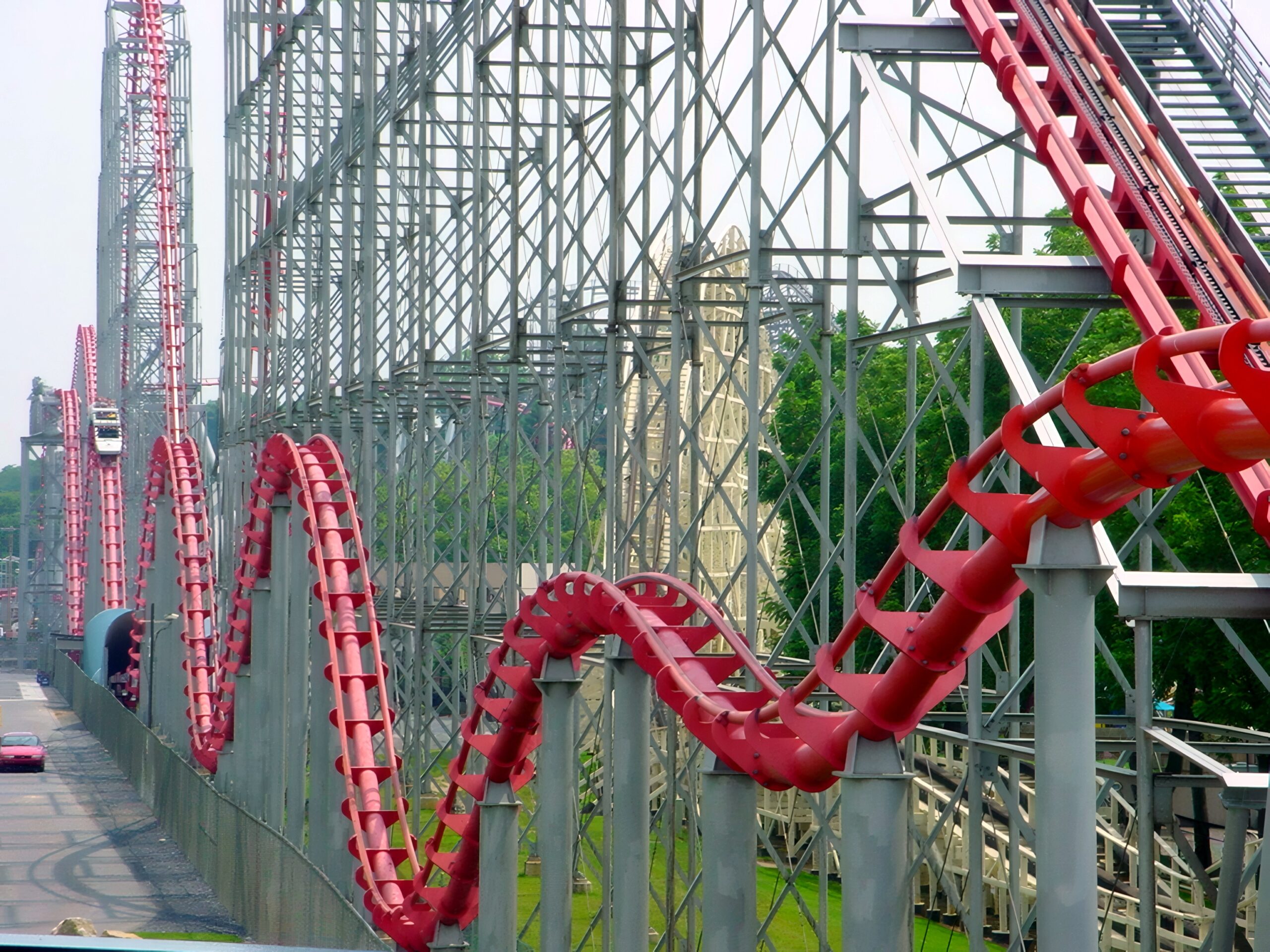 Steel Force's camelback hills on the return run, July 2001